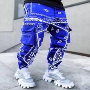ROYAL BLUE BANDANNA PRINT PANTS
